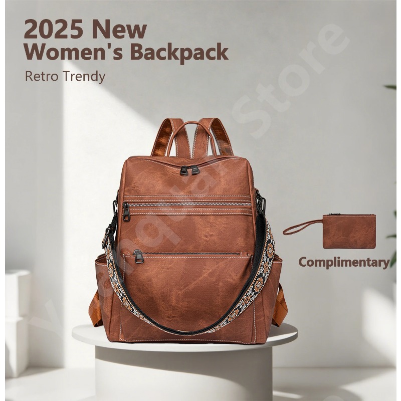 Travel Backpack Anti Theft - 2026 Nieuwe dames PU-leer waterdicht anti-diefstal